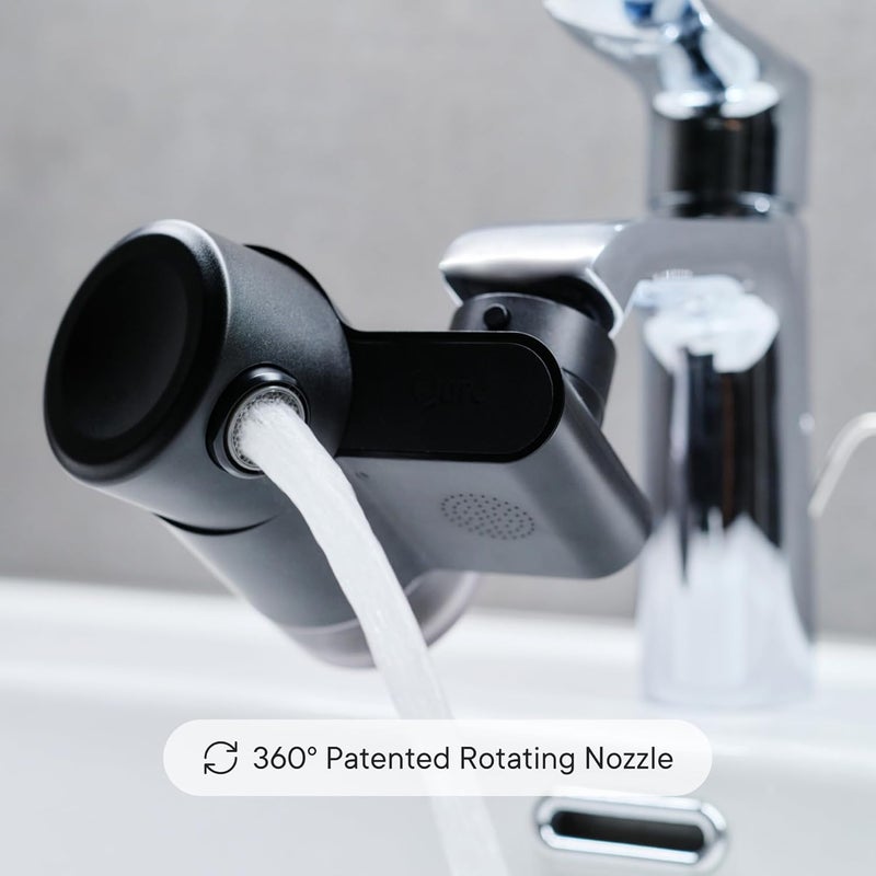 Qure Skincare Bathroom Sink Filter Water Faucet for Skin, Reduces 99% Chlorine and Heavy Metals, Skin Hydration in 4 Weeks, Reduces Build-Up, Balances pH, Softer Skin & Hair - Black - Image 2